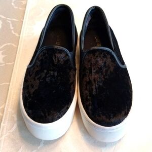 BAR III Women's Hugo Velvet Look 1.5" Platform Sneakers‎ Black Size 7.5 M…